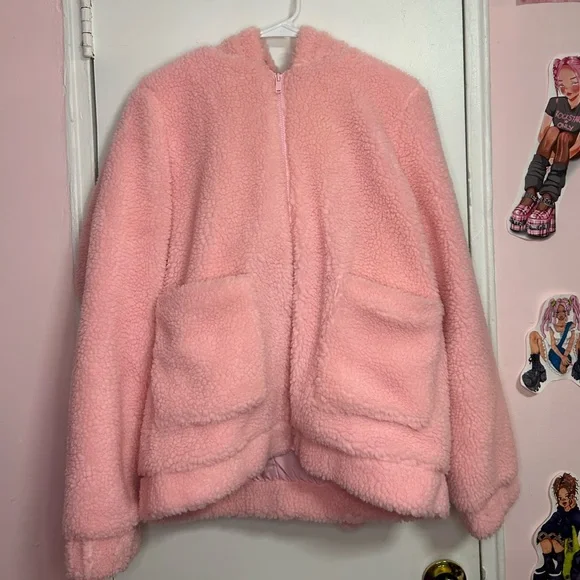 Pink Bunny Ear Sherpa Jacket Dollskill - Picture 4 of 4